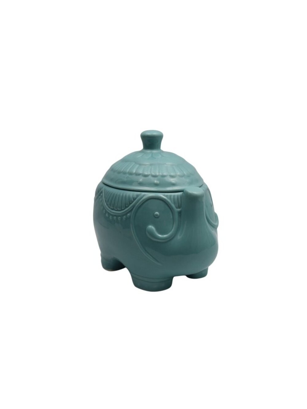 Home Essentials Turquois Elephant Cookie Jar Trunk Up